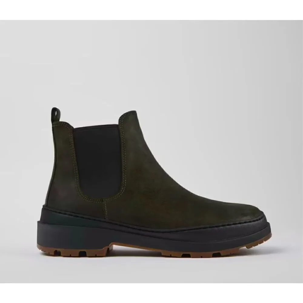 Camper Men’s Brutus Trek MICHELIN Green Gray Nubuck Leather Slip On Ankle Boots
